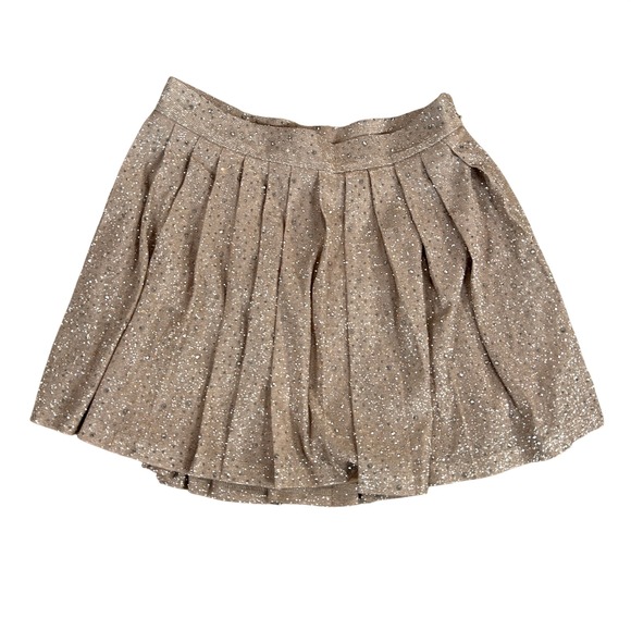 AKIRA Dresses & Skirts - Akira Silver Metallic Rhinestone Pleated Mini Skirt Womens Small New